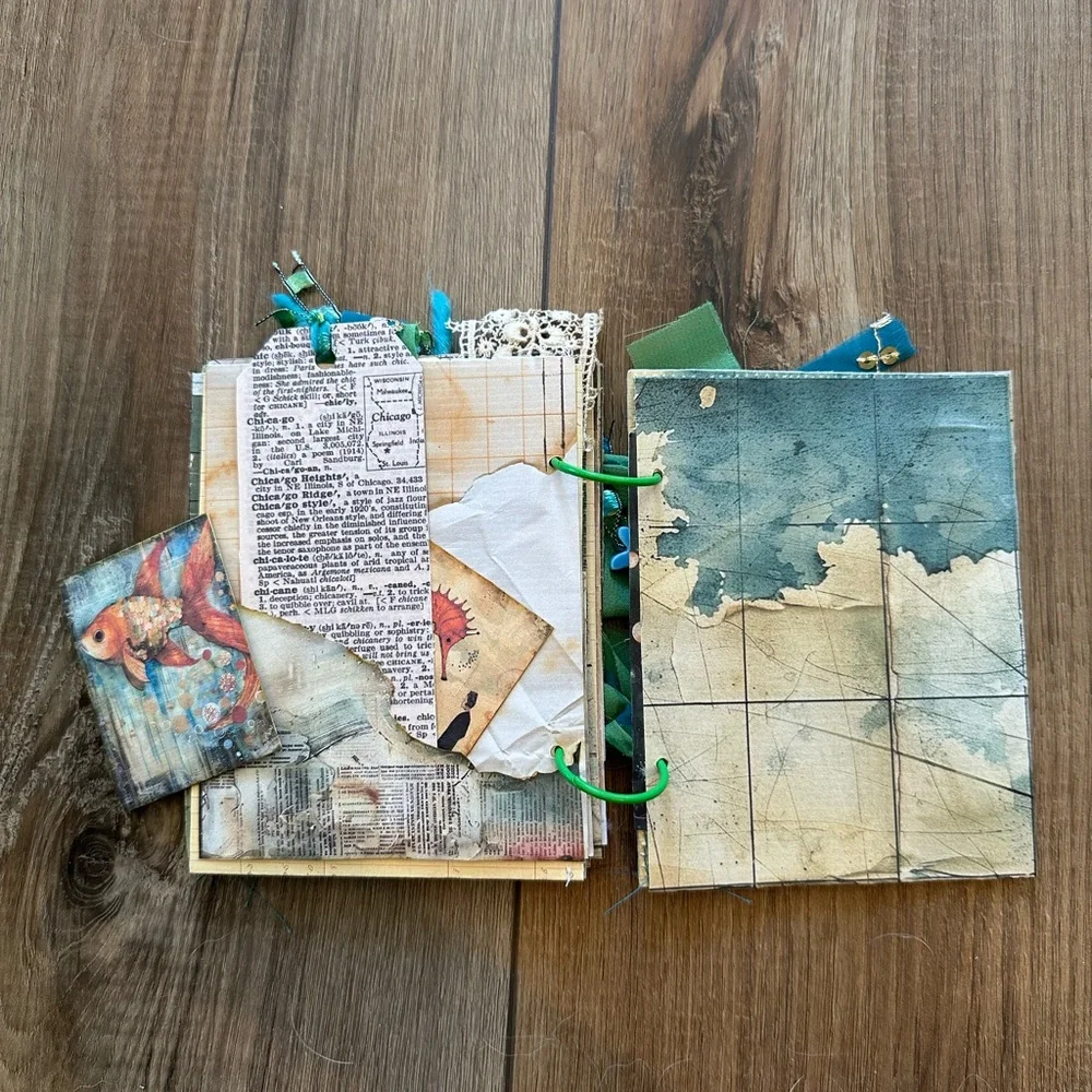 Fish-Themed Junk Journal with Teal Accents